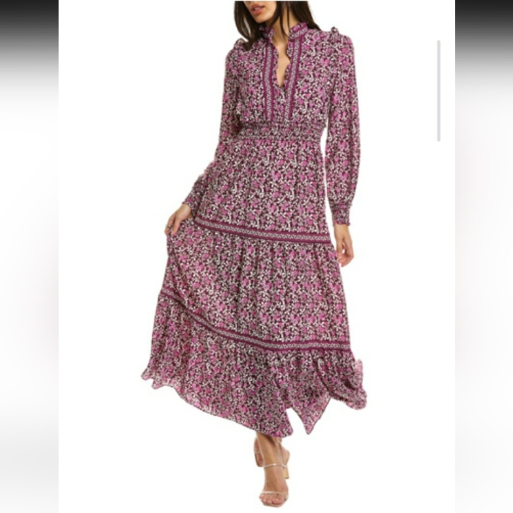 Max Studio Boho Tiered Floral Maxi Dress Sz XS